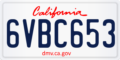 CA license plate 6VBC653