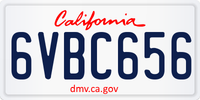 CA license plate 6VBC656
