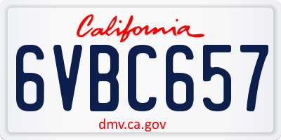 CA license plate 6VBC657
