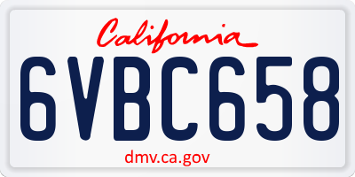 CA license plate 6VBC658