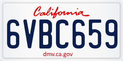 CA license plate 6VBC659