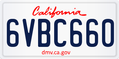 CA license plate 6VBC660