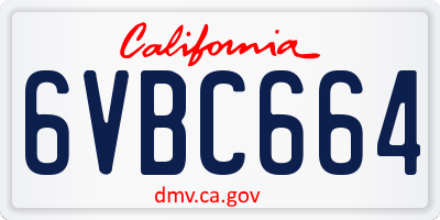 CA license plate 6VBC664