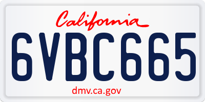 CA license plate 6VBC665