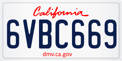 CA license plate 6VBC669