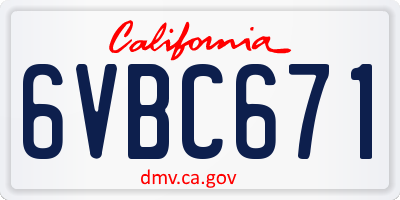 CA license plate 6VBC671