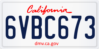CA license plate 6VBC673
