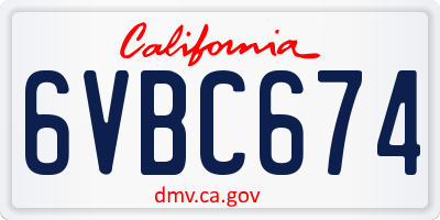 CA license plate 6VBC674