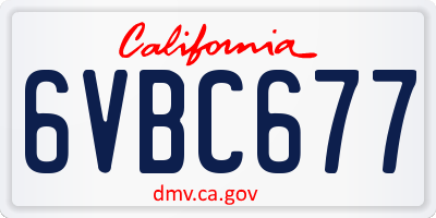 CA license plate 6VBC677