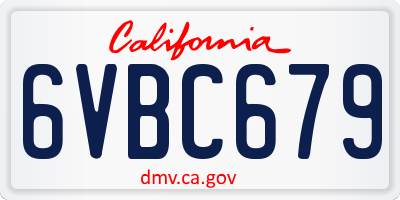CA license plate 6VBC679