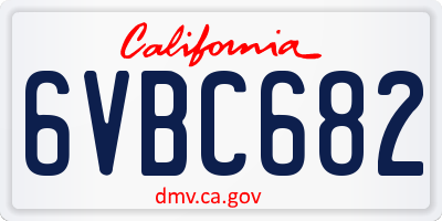 CA license plate 6VBC682