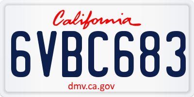 CA license plate 6VBC683