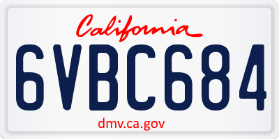 CA license plate 6VBC684