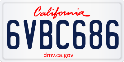 CA license plate 6VBC686