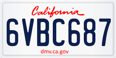 CA license plate 6VBC687