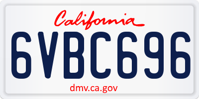 CA license plate 6VBC696