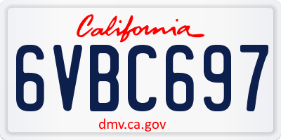 CA license plate 6VBC697