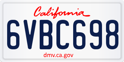 CA license plate 6VBC698