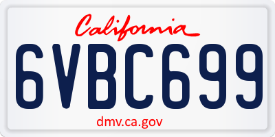 CA license plate 6VBC699