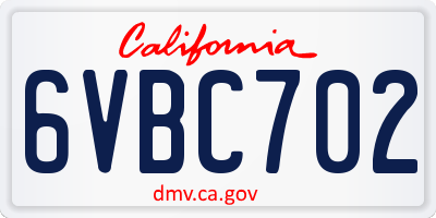 CA license plate 6VBC702