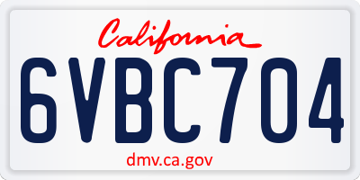 CA license plate 6VBC704