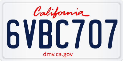 CA license plate 6VBC707