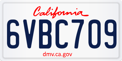 CA license plate 6VBC709