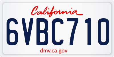CA license plate 6VBC710