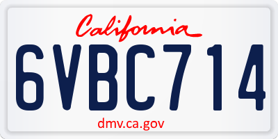 CA license plate 6VBC714