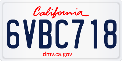 CA license plate 6VBC718
