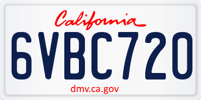 CA license plate 6VBC720