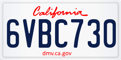 CA license plate 6VBC730