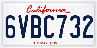 CA license plate 6VBC732