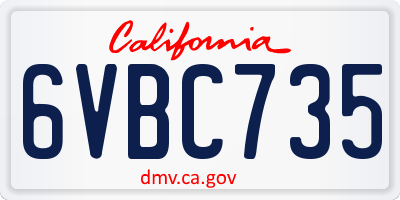 CA license plate 6VBC735