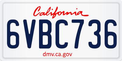 CA license plate 6VBC736