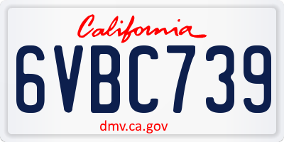 CA license plate 6VBC739
