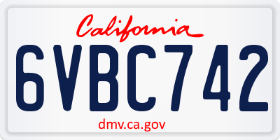 CA license plate 6VBC742