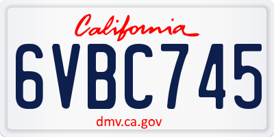 CA license plate 6VBC745