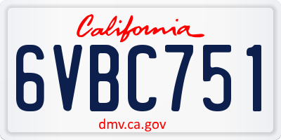 CA license plate 6VBC751