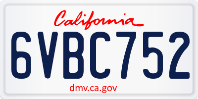 CA license plate 6VBC752