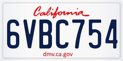 CA license plate 6VBC754