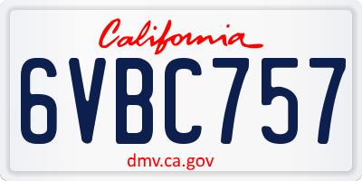 CA license plate 6VBC757