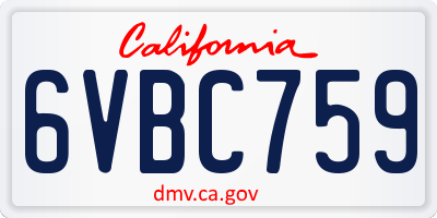 CA license plate 6VBC759