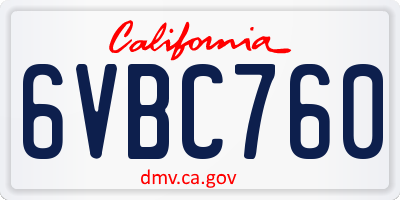 CA license plate 6VBC760
