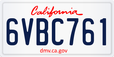 CA license plate 6VBC761