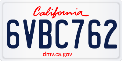 CA license plate 6VBC762