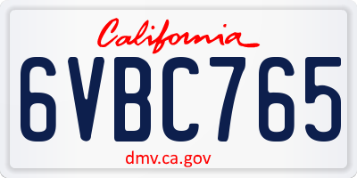 CA license plate 6VBC765
