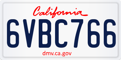 CA license plate 6VBC766