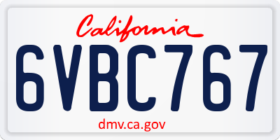CA license plate 6VBC767