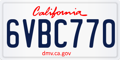 CA license plate 6VBC770